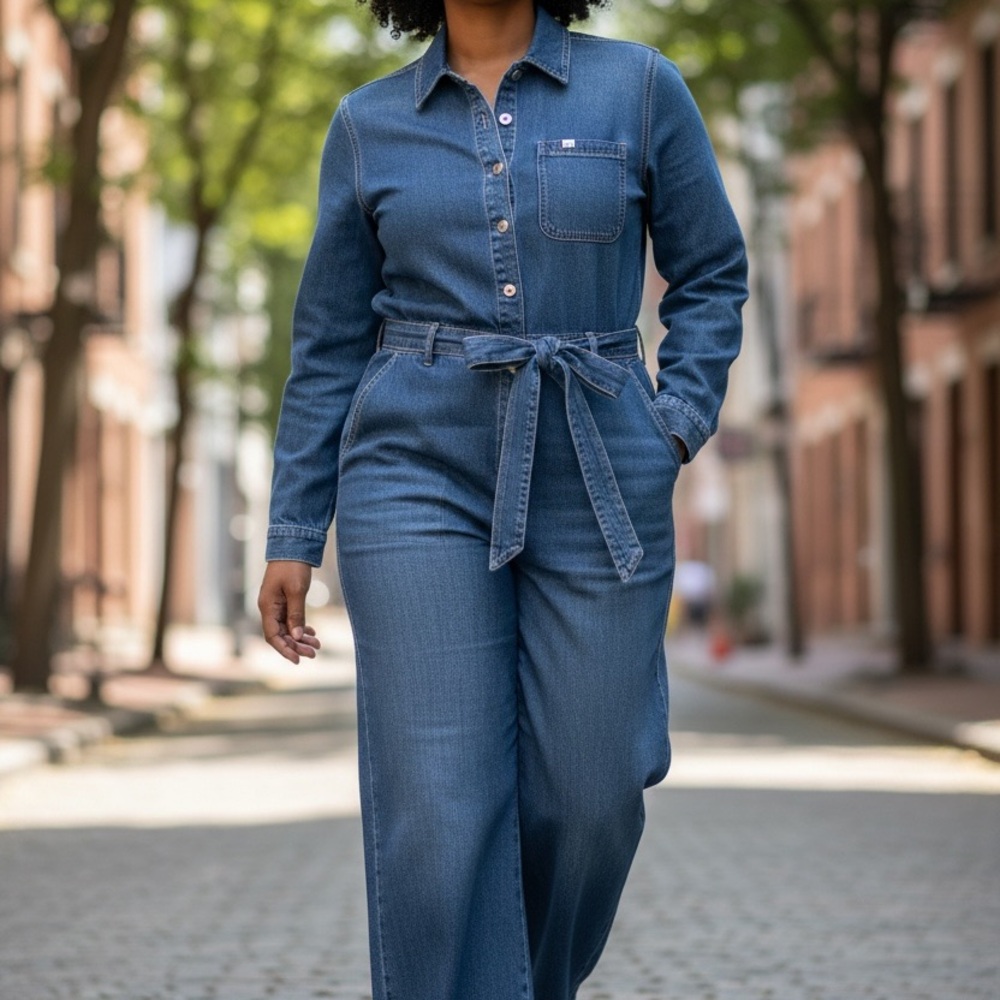2019 GAP Stylish Cropped Denim Jumpsuit